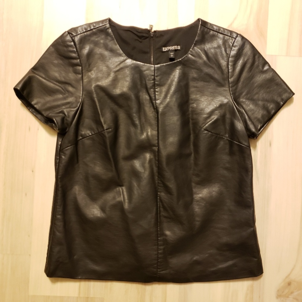NWOT Black leather shirt Express
